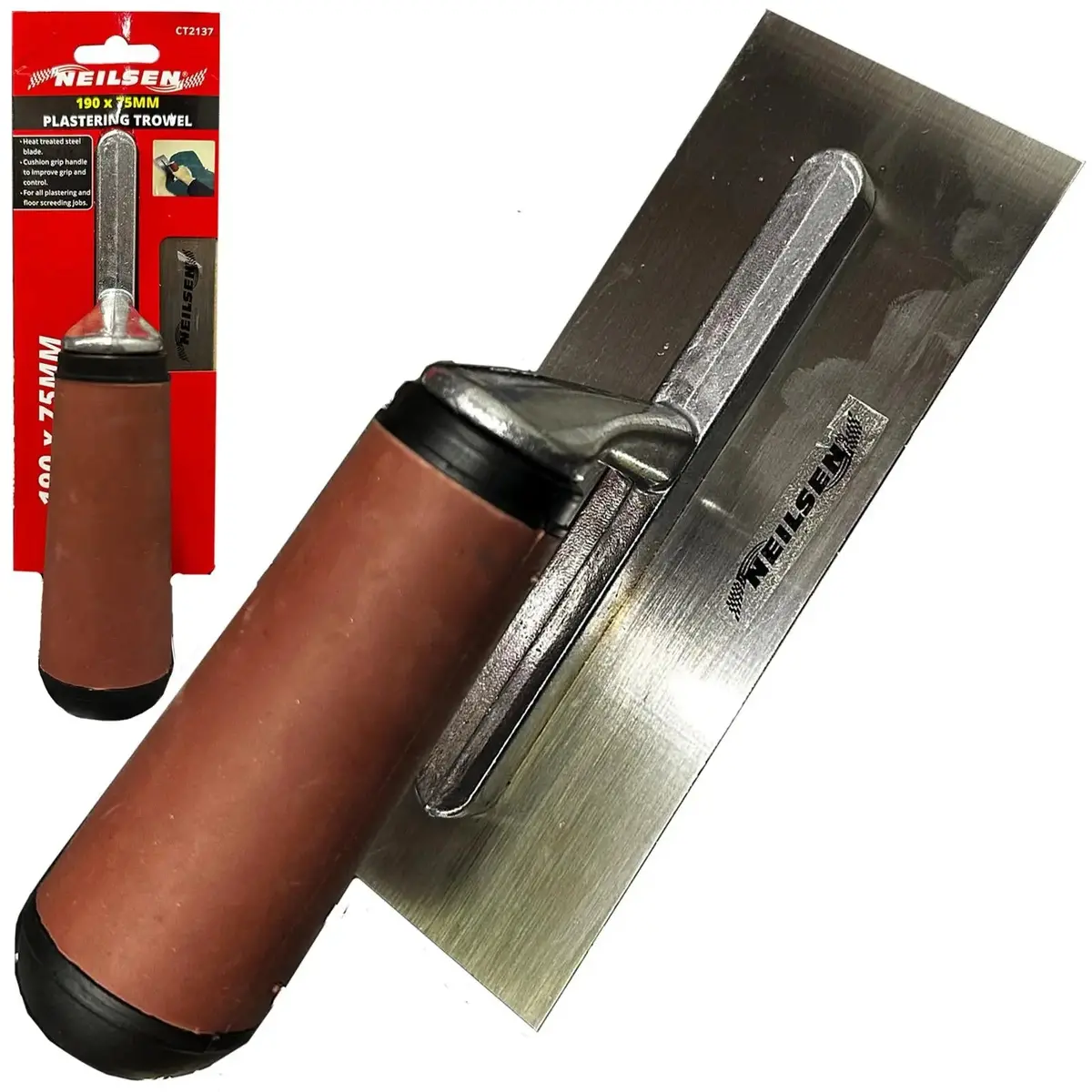 Neilsen Plastering Trowel Soft Cushion Grip Handle Float Screed 190 X 75Mm 1