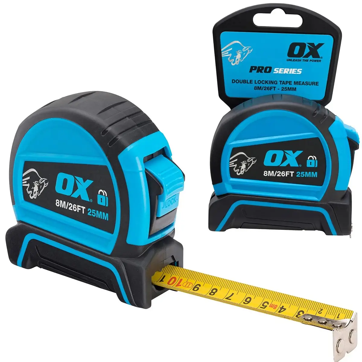 Ox Tools Pro Dual Auto Lock Tape Measure 8M 1
