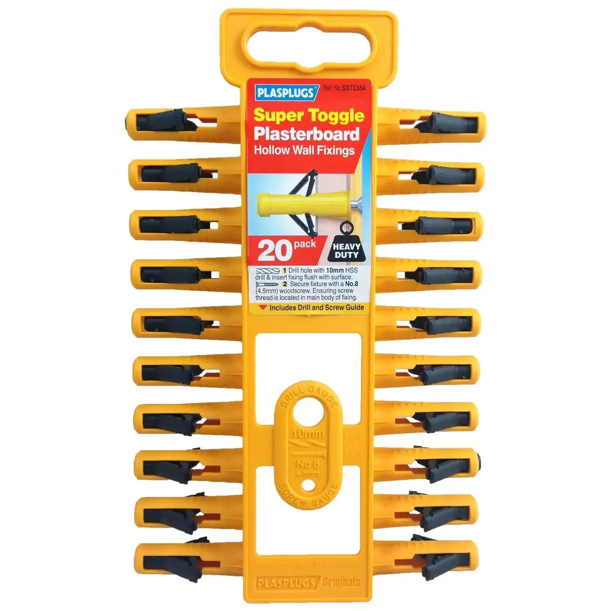 Plasplugs 20 Piece Super Toggle Plasterboard Hollow Wall Fixings Plugs 1