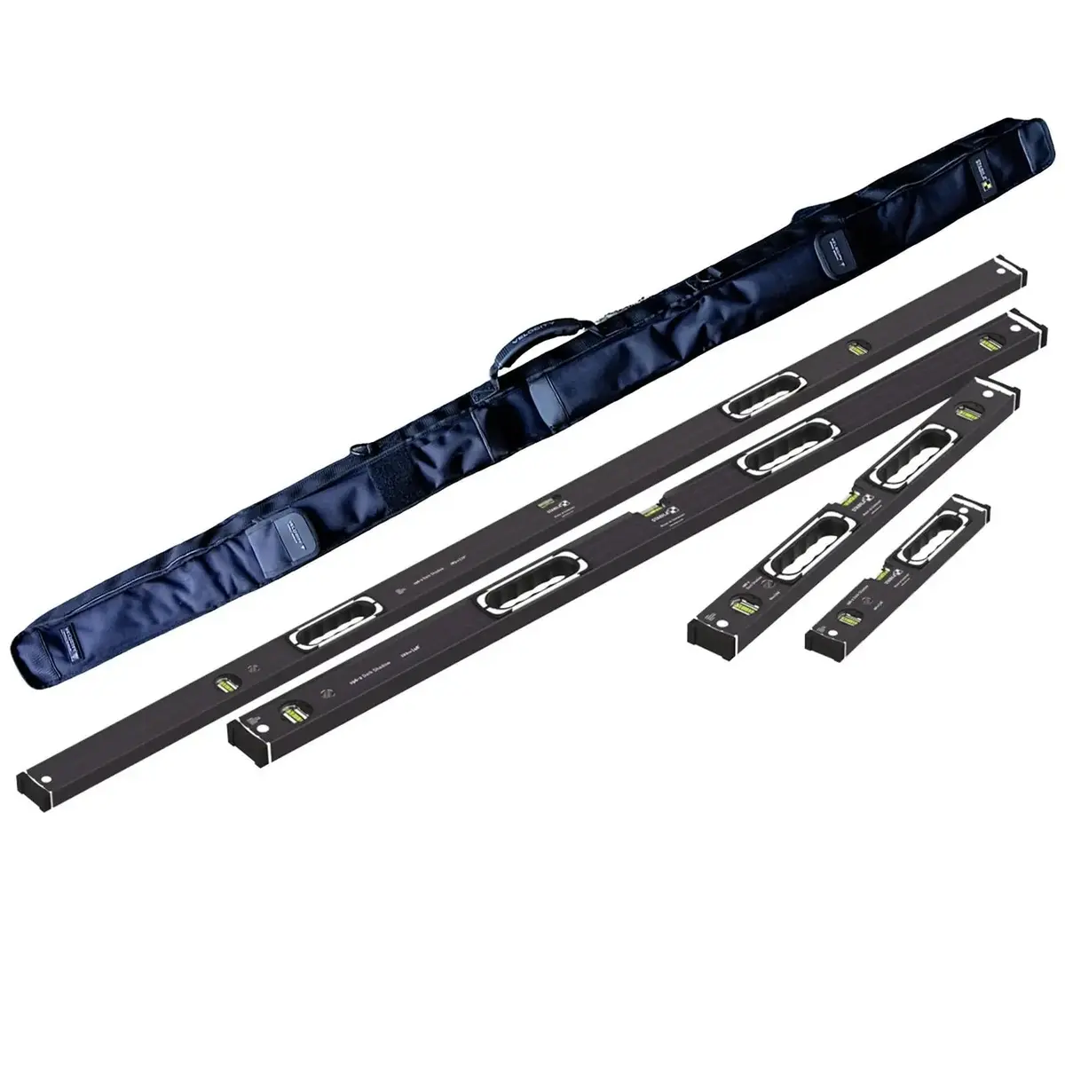 Stabila Dark Shadow Type 196-2 Spirit Level Set 4 Pack 40Cm 61Cm 122Cm 183Cm Velocity 200Cm Level Bag 1