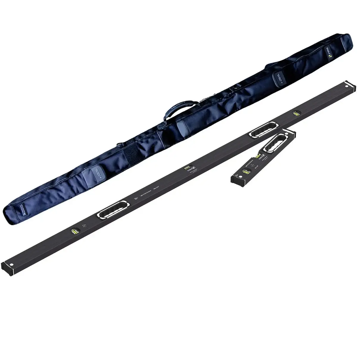 Stabila Dark Shadow Type 196-2 Spirit Level Set Twin Pack 40Cm 183Cm With Velocity 200Cm Level Bag 1