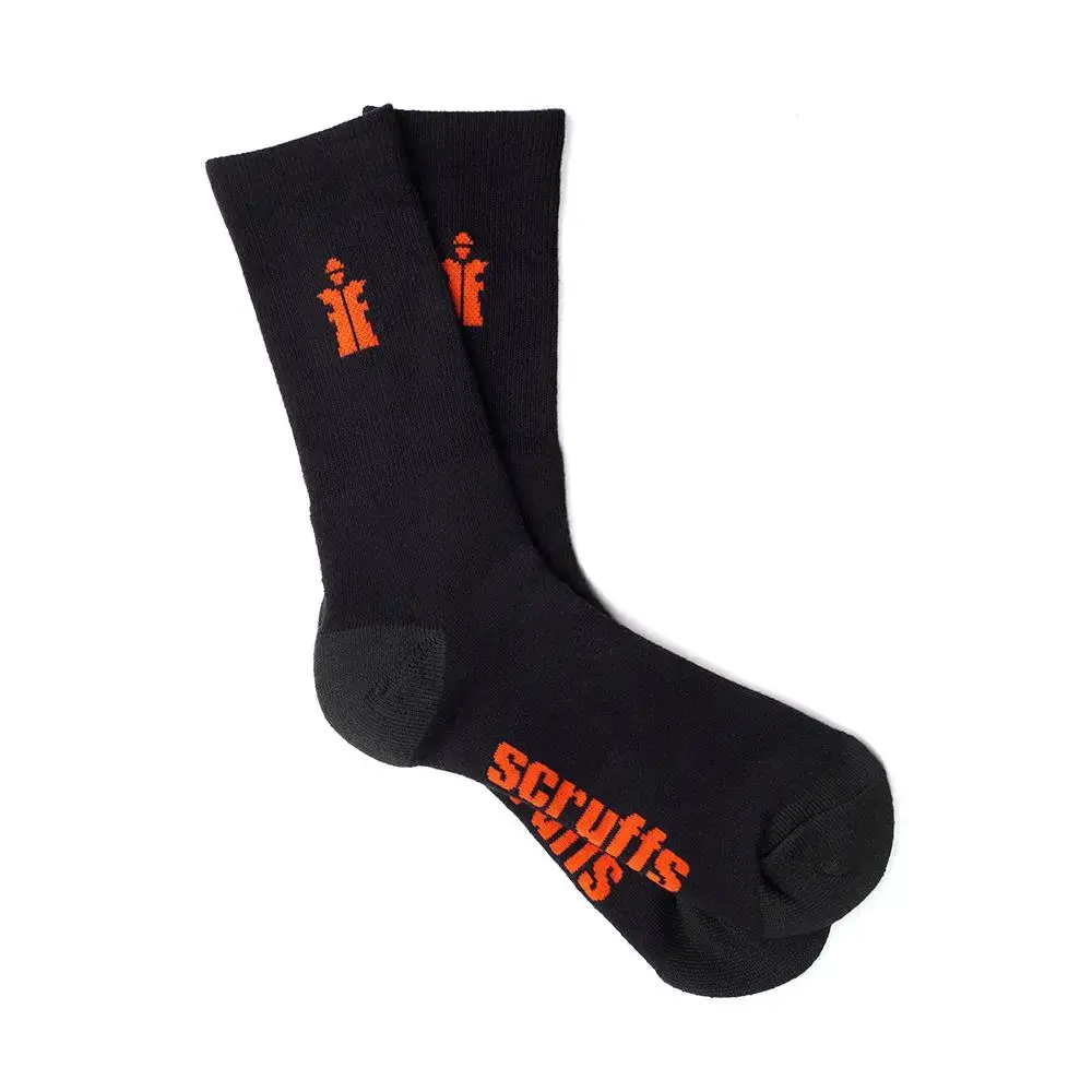 Scruffs Worker Socks Black 3 Pack - Choose Size 1