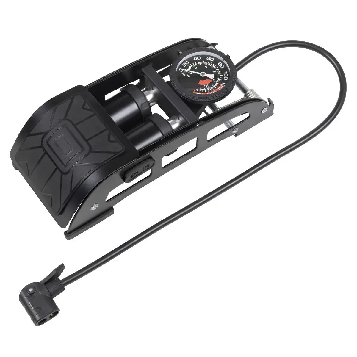 Sealey 0-160 Psi 0-10 Bar Dial Type Twin Barrel Foot Pump 700Mm Hose Car Van Tyre 1