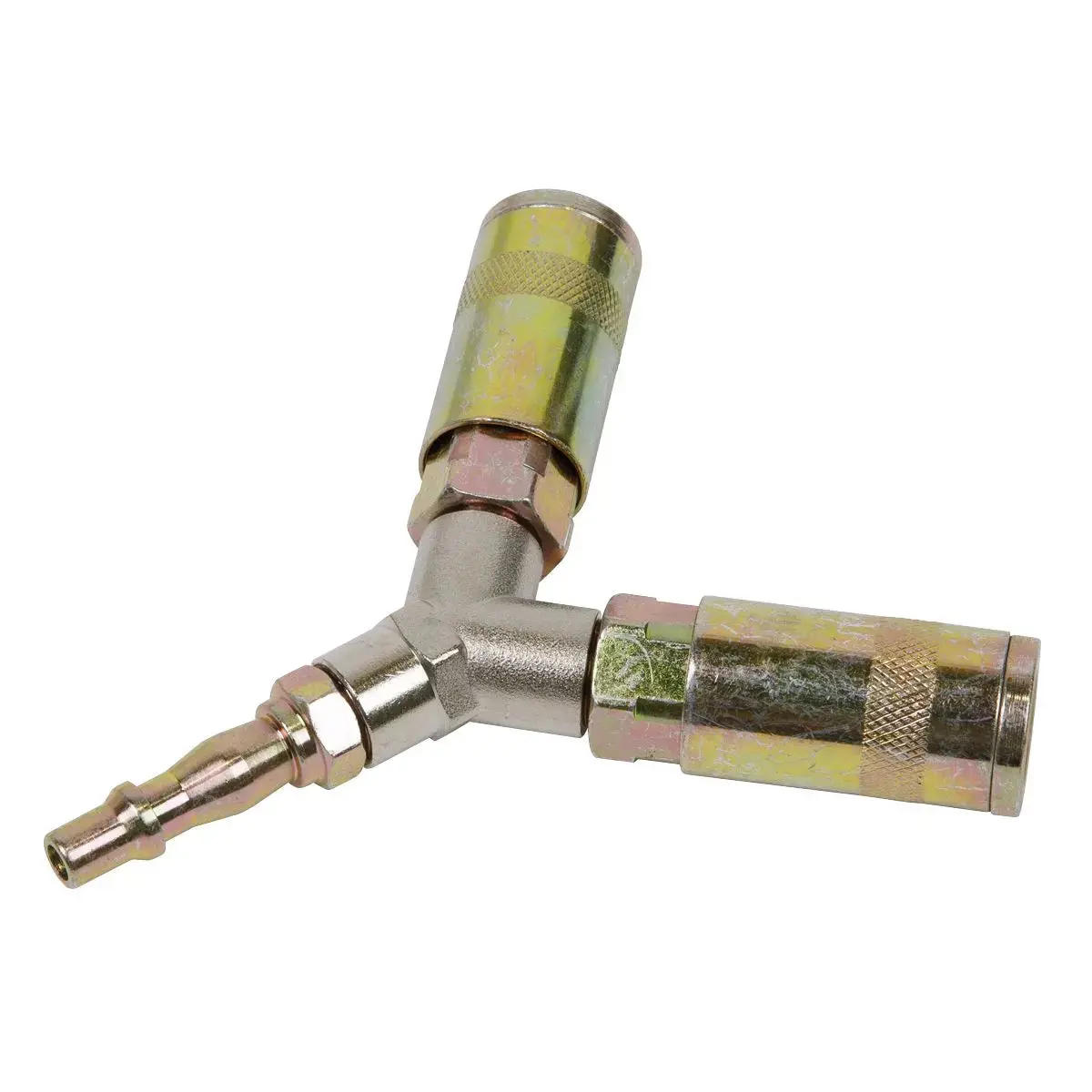 Sealey 1/4" Bsp Twin Quick Coupler Y Adaptor Air Line Fitting Connector Splitter 1