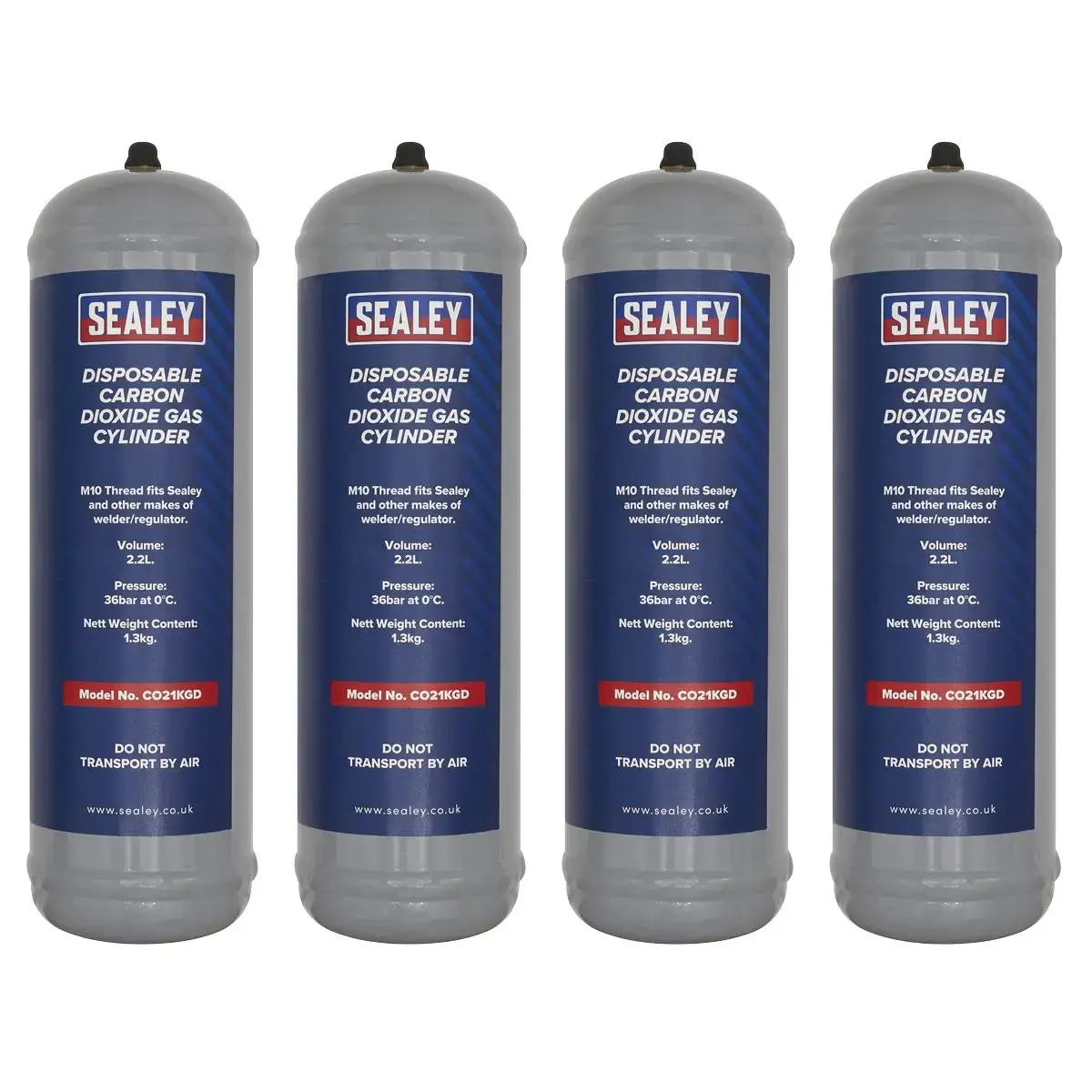 Sealey 1.3Kg Disposable Carbon Dioxide Gas Cylinder - Pack Of 4 1