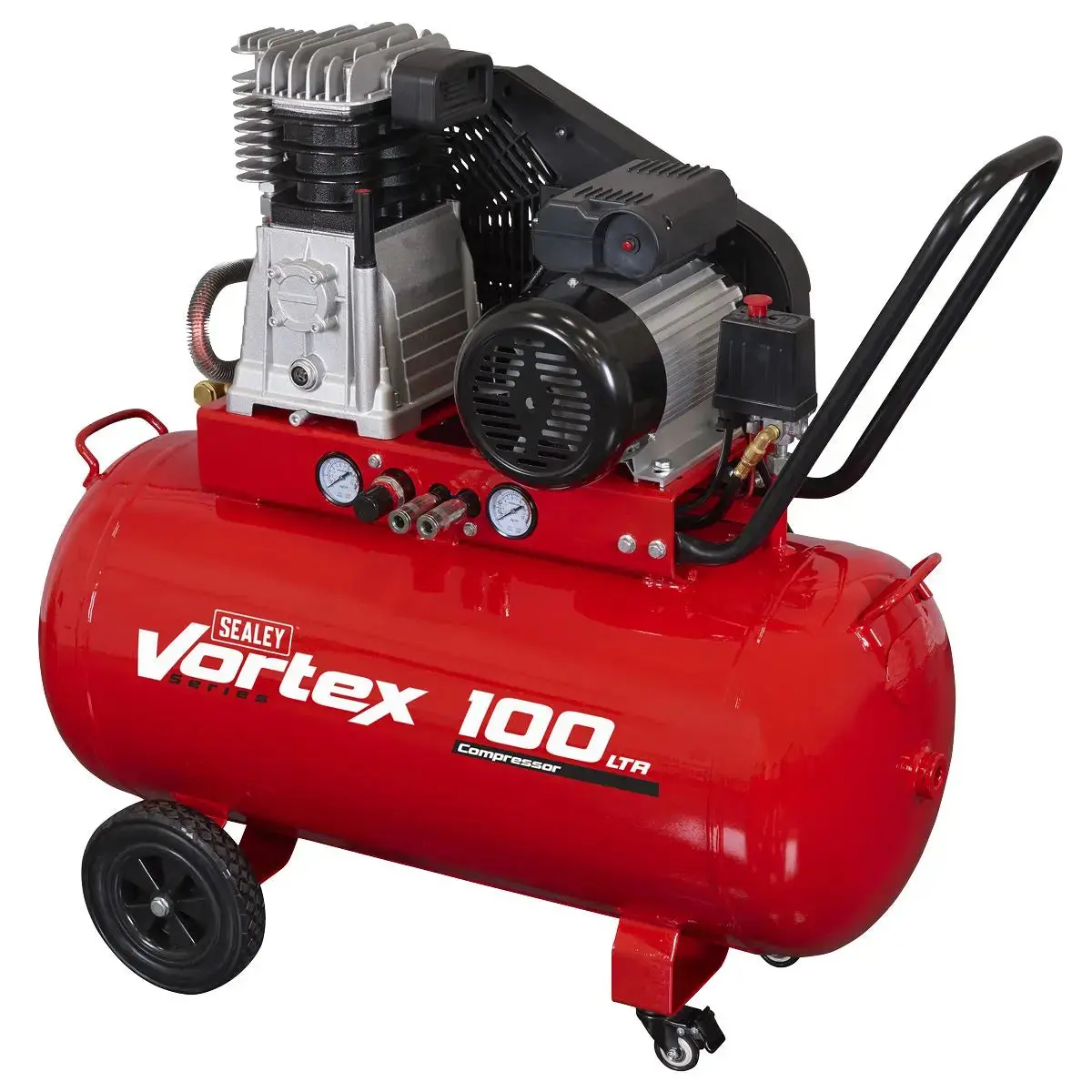 Sealey 100L Belt Drive Air Compressor With Cast Cylinders & Wheels 3Hp 1