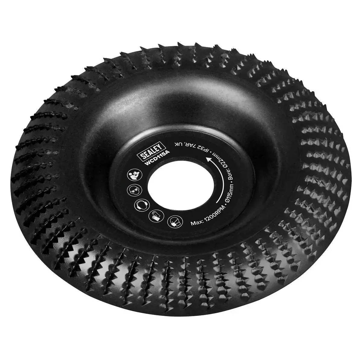 Sealey 115Mm Arc Shape Wood Carving Disc 22Mm Bore 1