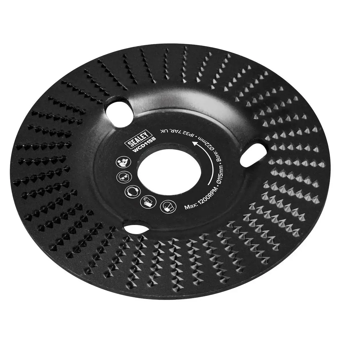 Sealey 115Mm Bevel Shape Wood Carving Disc 22Mm Bore 1