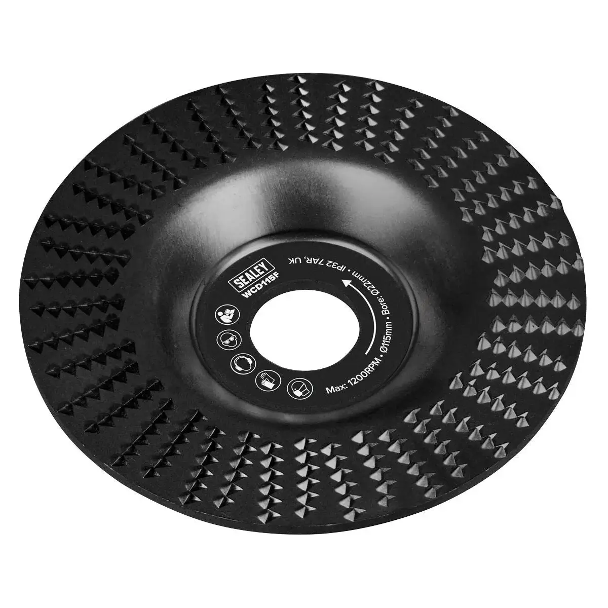 Sealey 115Mm Flat Shape Wood Carving Disc 22Mm Bore 1