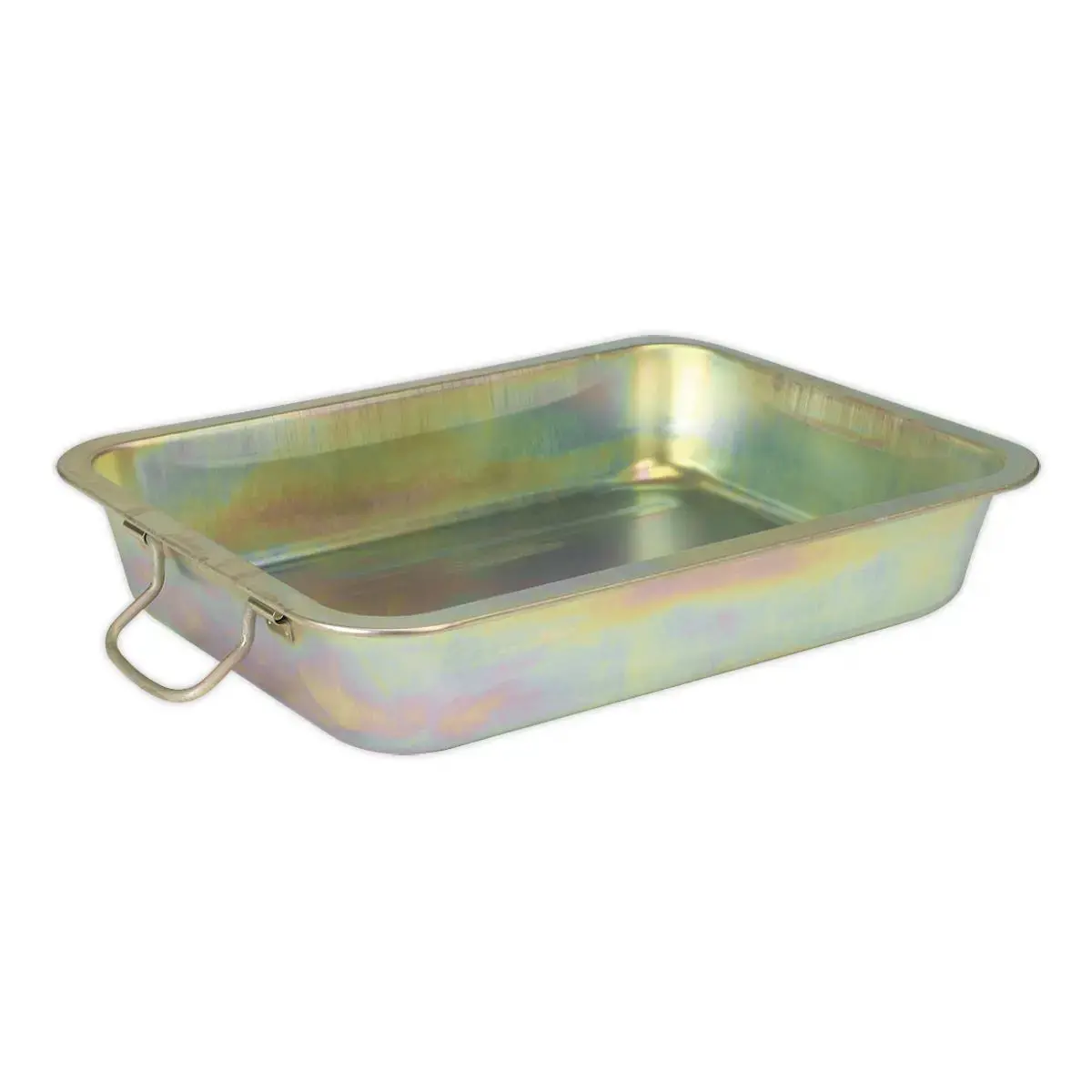 Sealey 12 Litre Metal Oil Drain Pan Vehicle Fluid Transfer Cleaning Storing Drip Tray 1