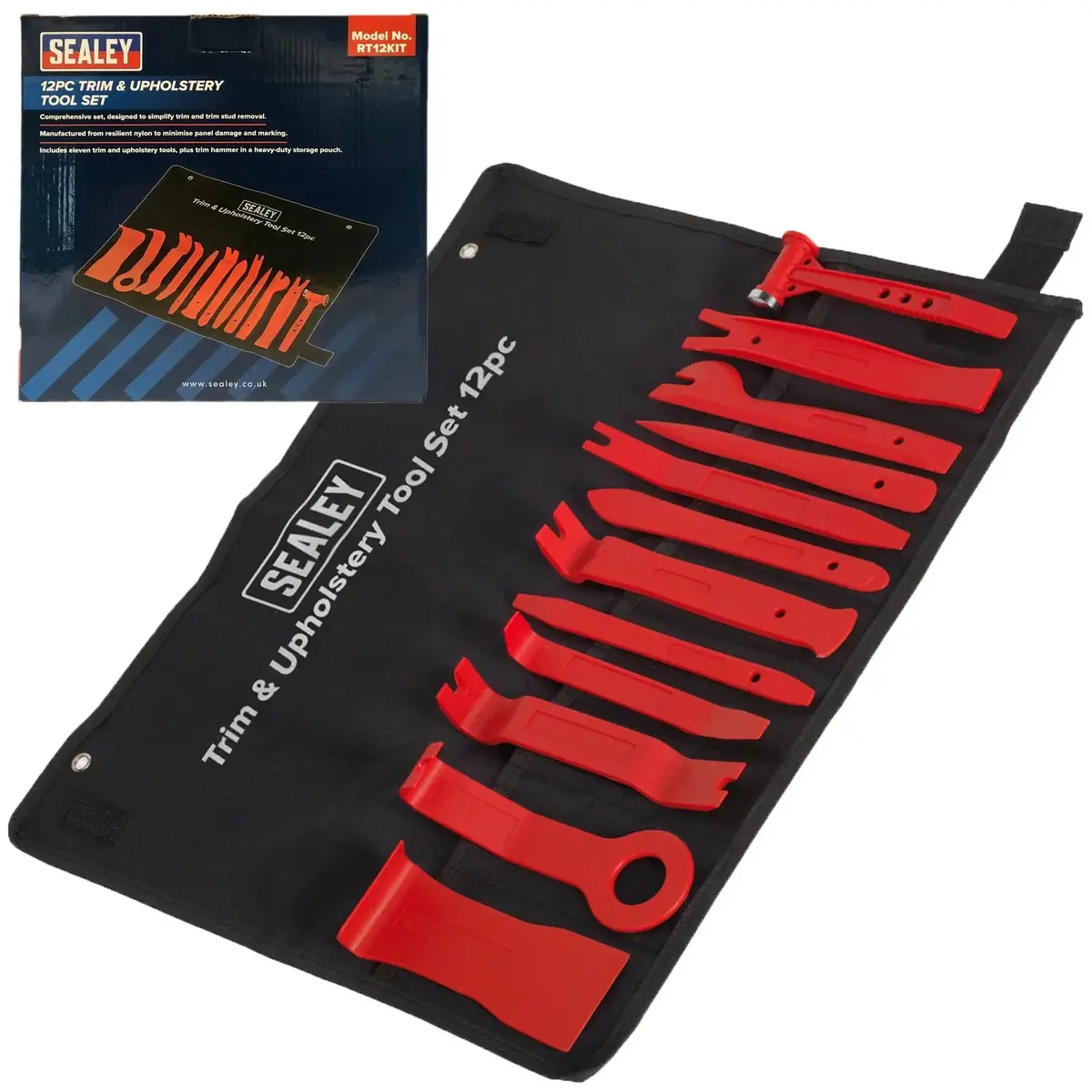 Sealey 12 Piece Trim And Upholstery Tool Set In Tool Roll 1