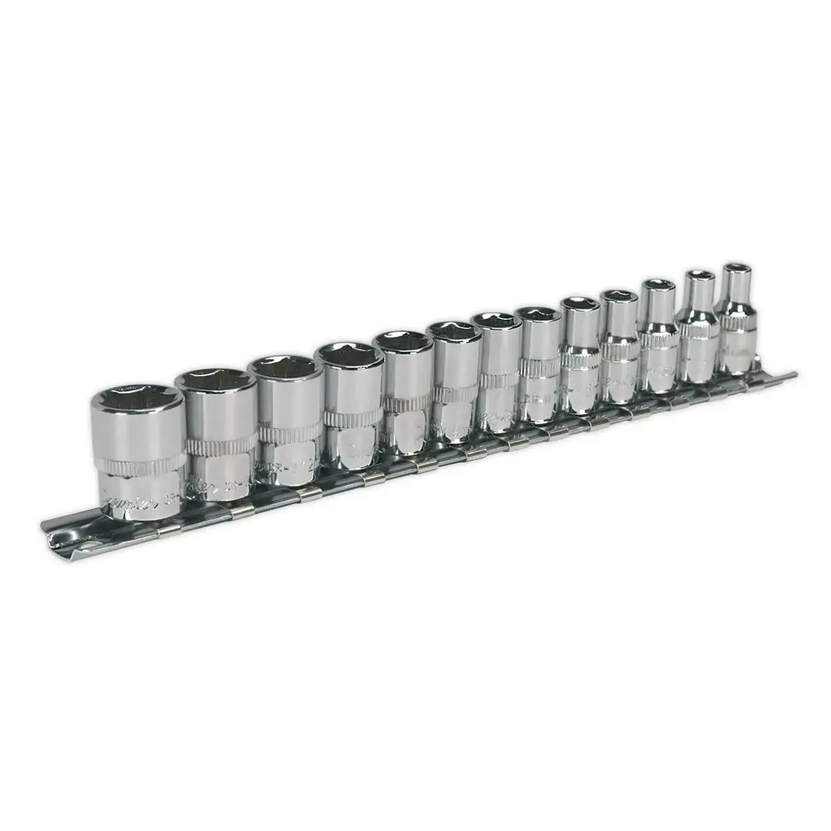 Sealey 13 Piece 1/4" Drive Walldrive Socket Set 4-14Mm Chrome Finish Socket Rail 1