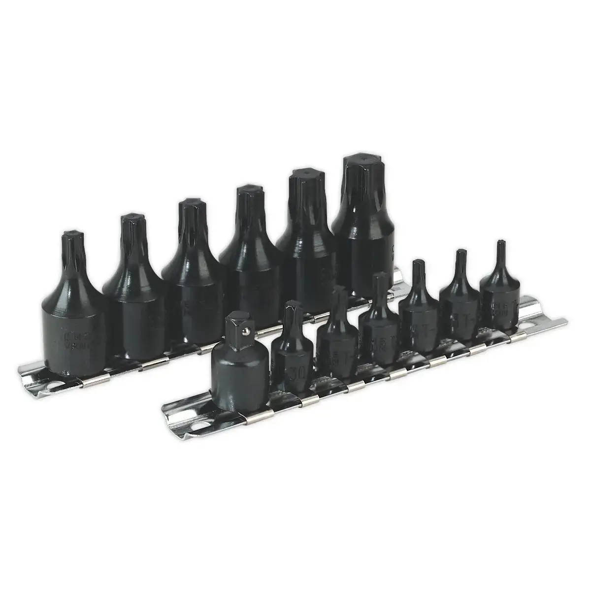 Sealey 13 Piece 1/4" & 3/8" Drive Trx-Star Socket Set T10-T60 One Piece Rail 1