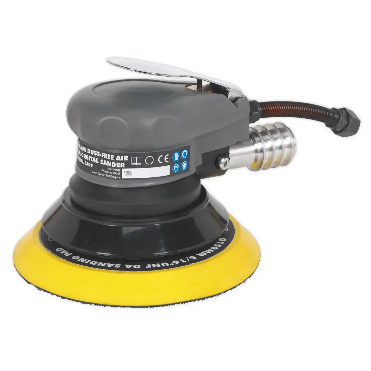 Sealey 150Mm Dust Free Air Palm Orbital Sander 1/4" Bsp 1