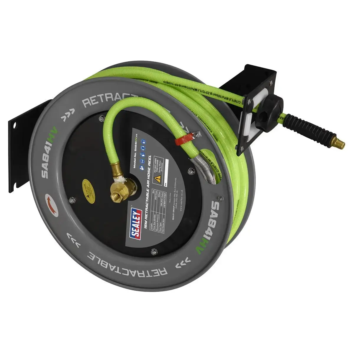 Sealey 15M Retractable High-Visibility Tpr Air Hose With Steel Reel 10Mm Id 1