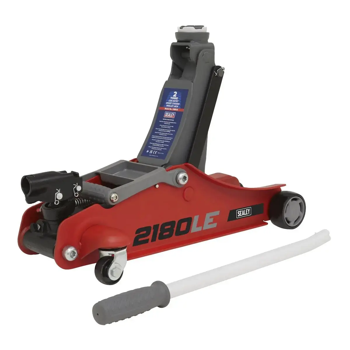 Sealey 180° Handle Low Profile Short Chassis Trolley Jack 2 Tonne - Red 1