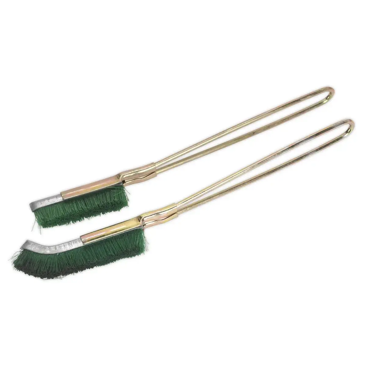 Sealey 2 Piece Nylon Brush Set Skeletal Handle Cleaning Brushes Stiff Bristle 1