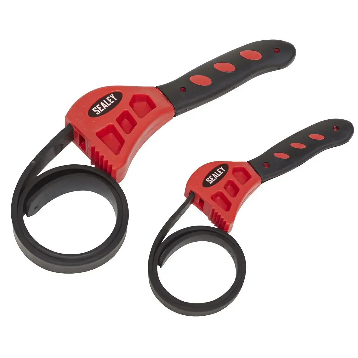 Sealey 2 Piece Strap Wrench Set Oil Filter Removal Installation Soft Grip Handle 1