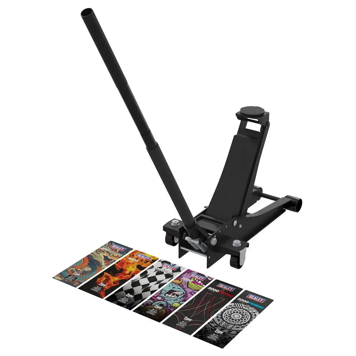 Sealey 2 Tonne Low Entry Profile Trolley Jack Rocket Lift Black 6 Custom Designs 1