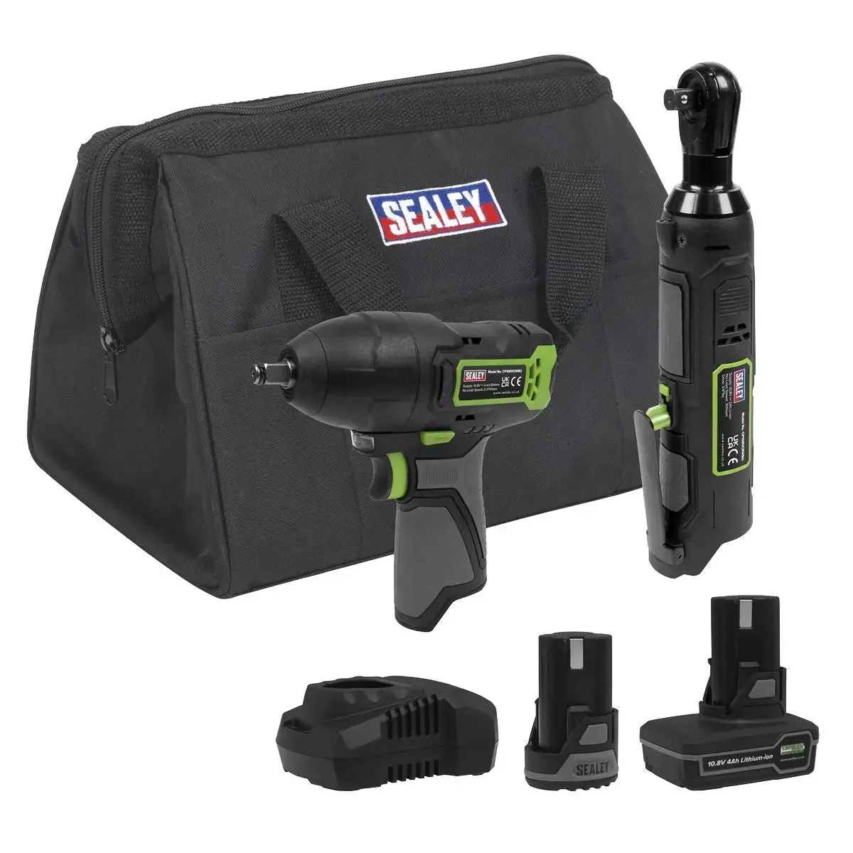 Sealey 2 X 10.8V Sv10.8 Series Impact Wrench & Ratchet Wrench Kit 1