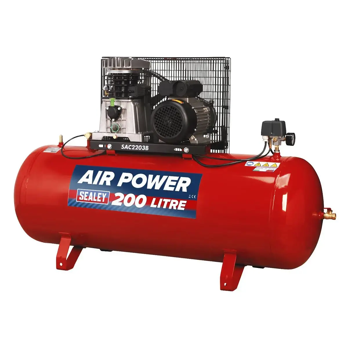 Sealey 200L Belt Drive Air Compressor With Cast Cylinders 3Hp 1