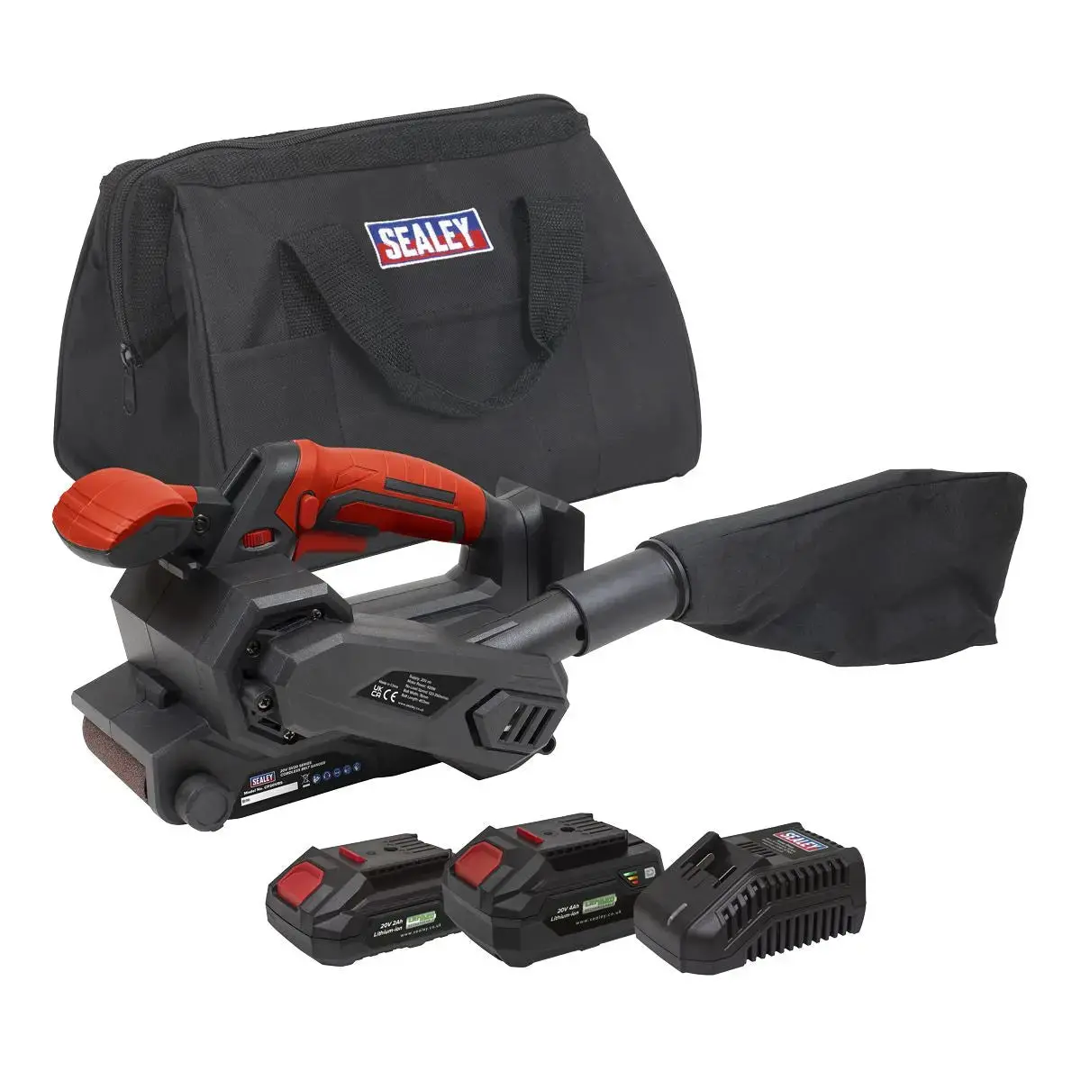 Sealey 20V Sv20 Series Cordless Belt Sander Kit - 2 Batteries 1
