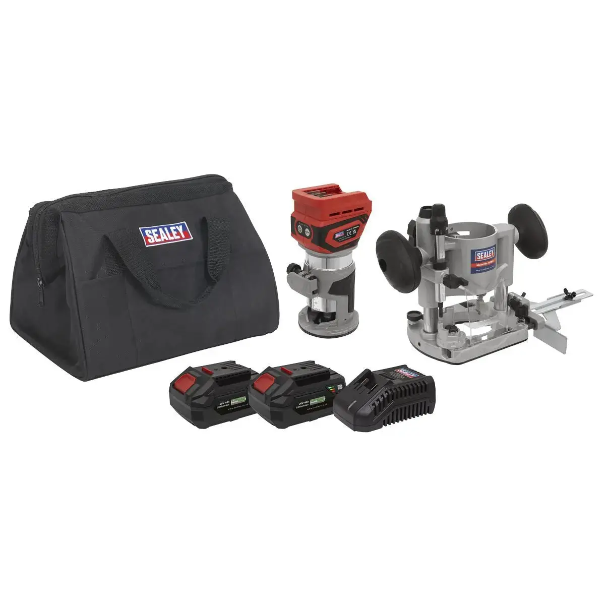 Sealey 20V Sv20 Series Cordless Trimming Router Kit - 2 Batteries 1