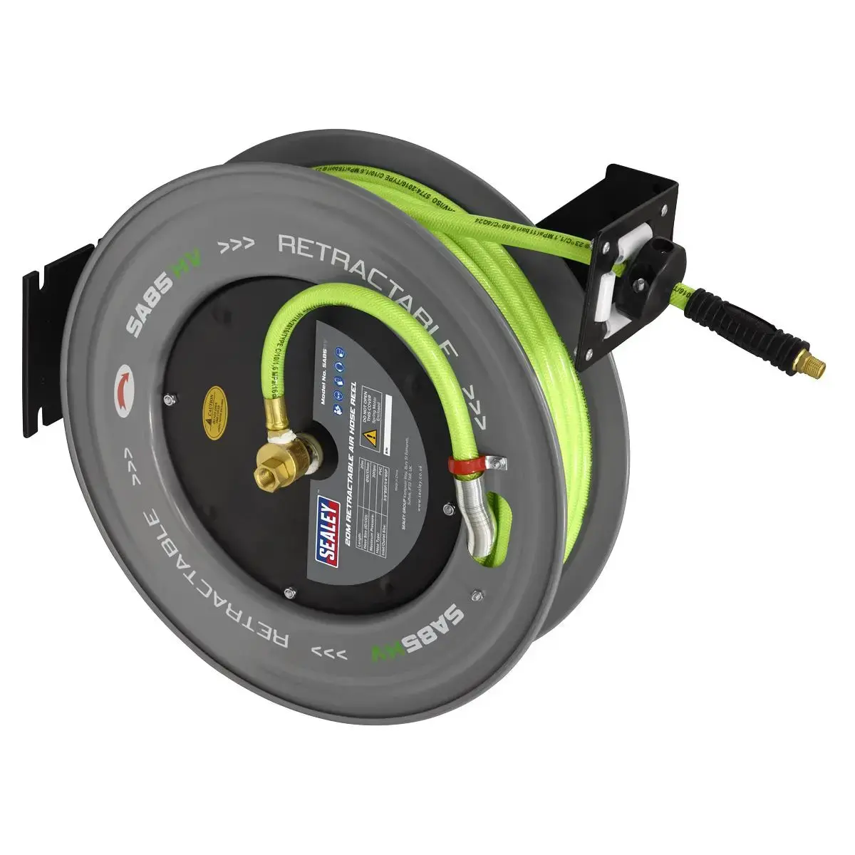 Sealey 20M Retractable High-Visibility Pvc Air Hose With Steel Reel 10Mm Id 1