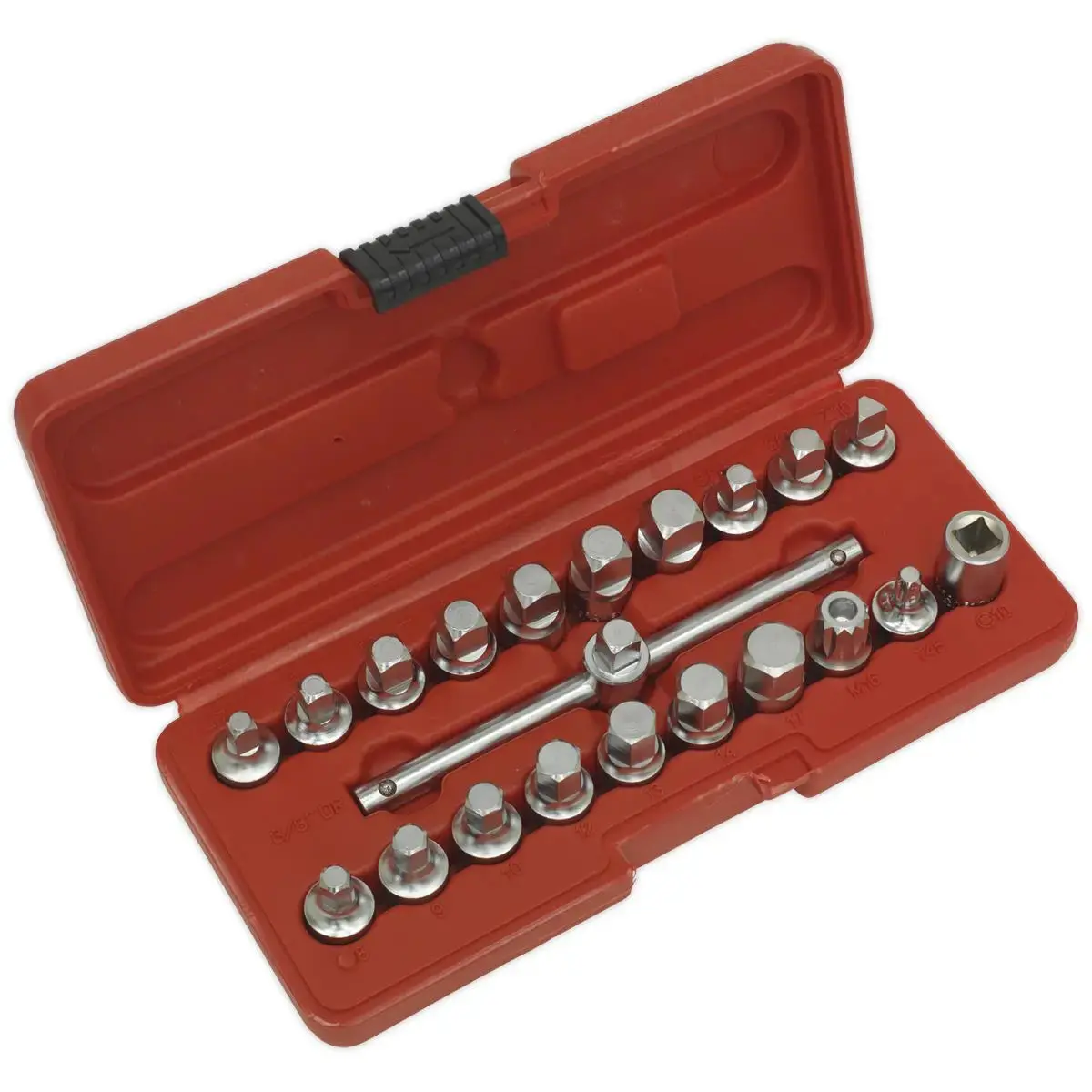 Sealey 21 Piece 3/8" Drive Oil Drain Plug Key Set Engine Gearbox Back Axle 1