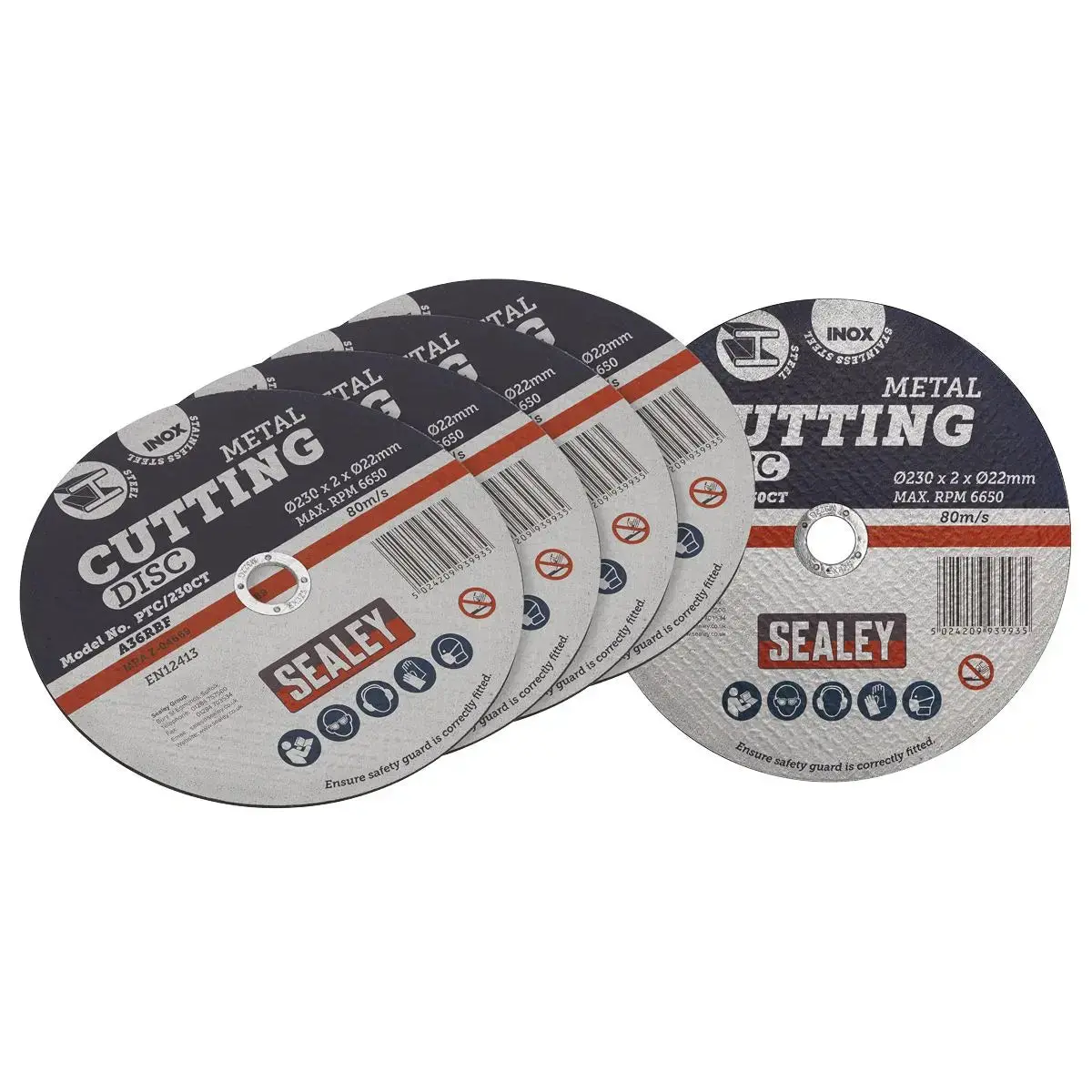 Sealey 230 X 2Mm Cutting Disc 22Mm Bore - Pack Of 5 1