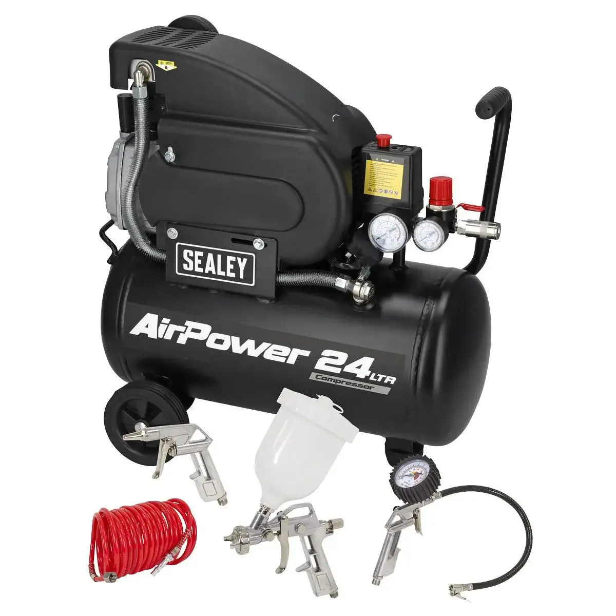 Sealey 24L Direct Drive Air Compressor 2Hp With 4Pc Air Accessory Kit 1