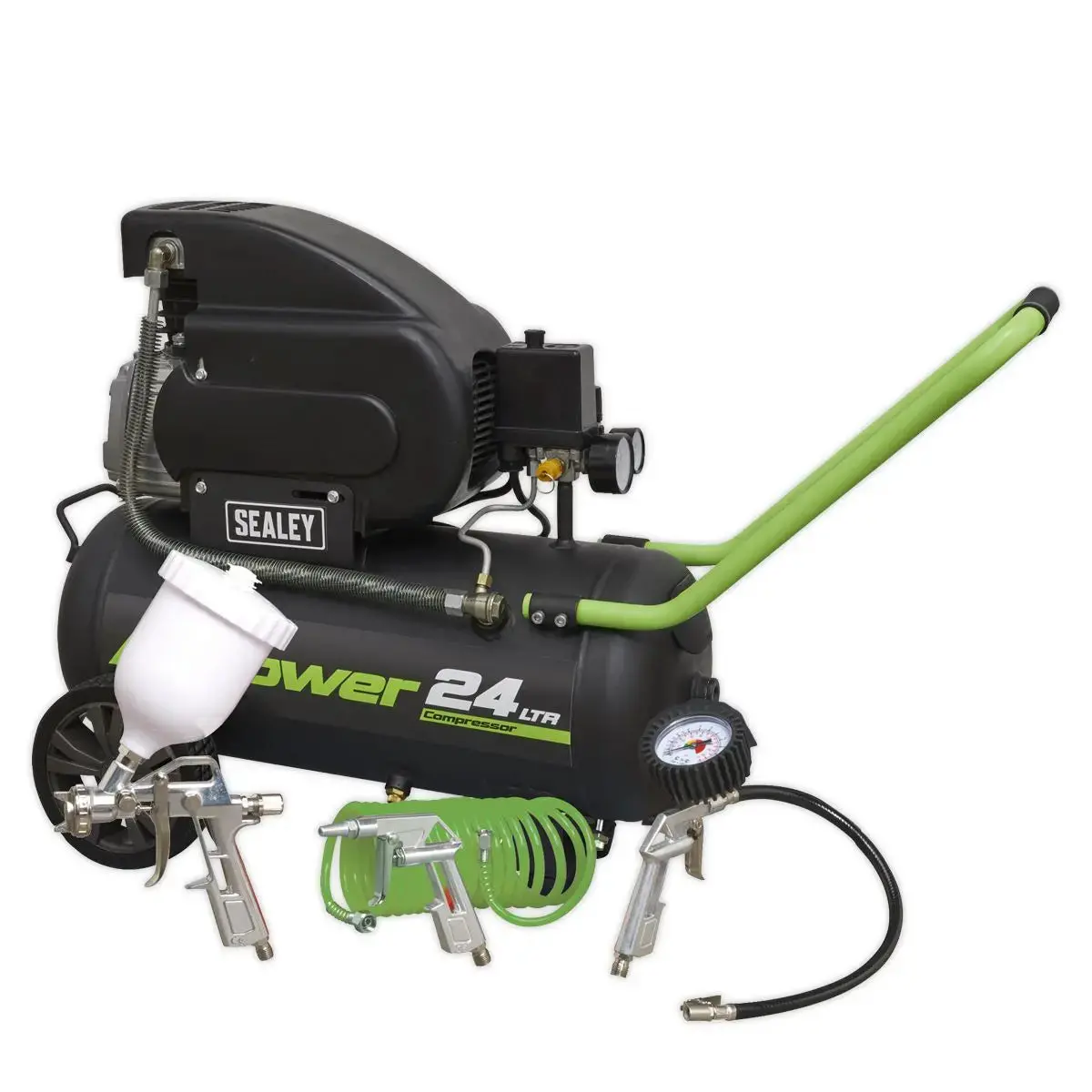 Sealey 24L Direct Drive Air Compressor 2Hp With 4Pc Air Accessory Kit 1