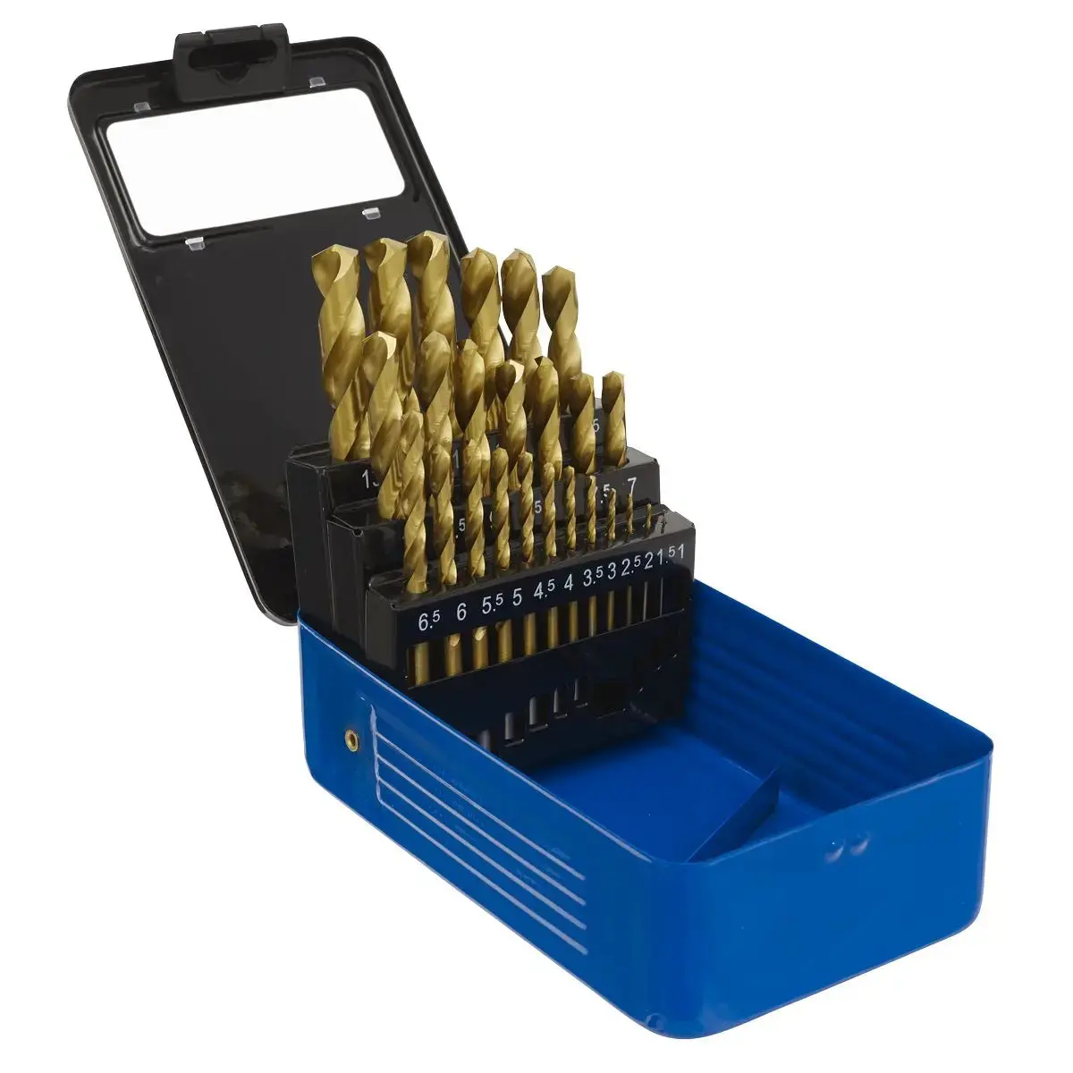 Sealey 25 Piece Hss Fully Ground Drill Bit Set 1-13Mm Din 338 Stainless Steel Copper 1