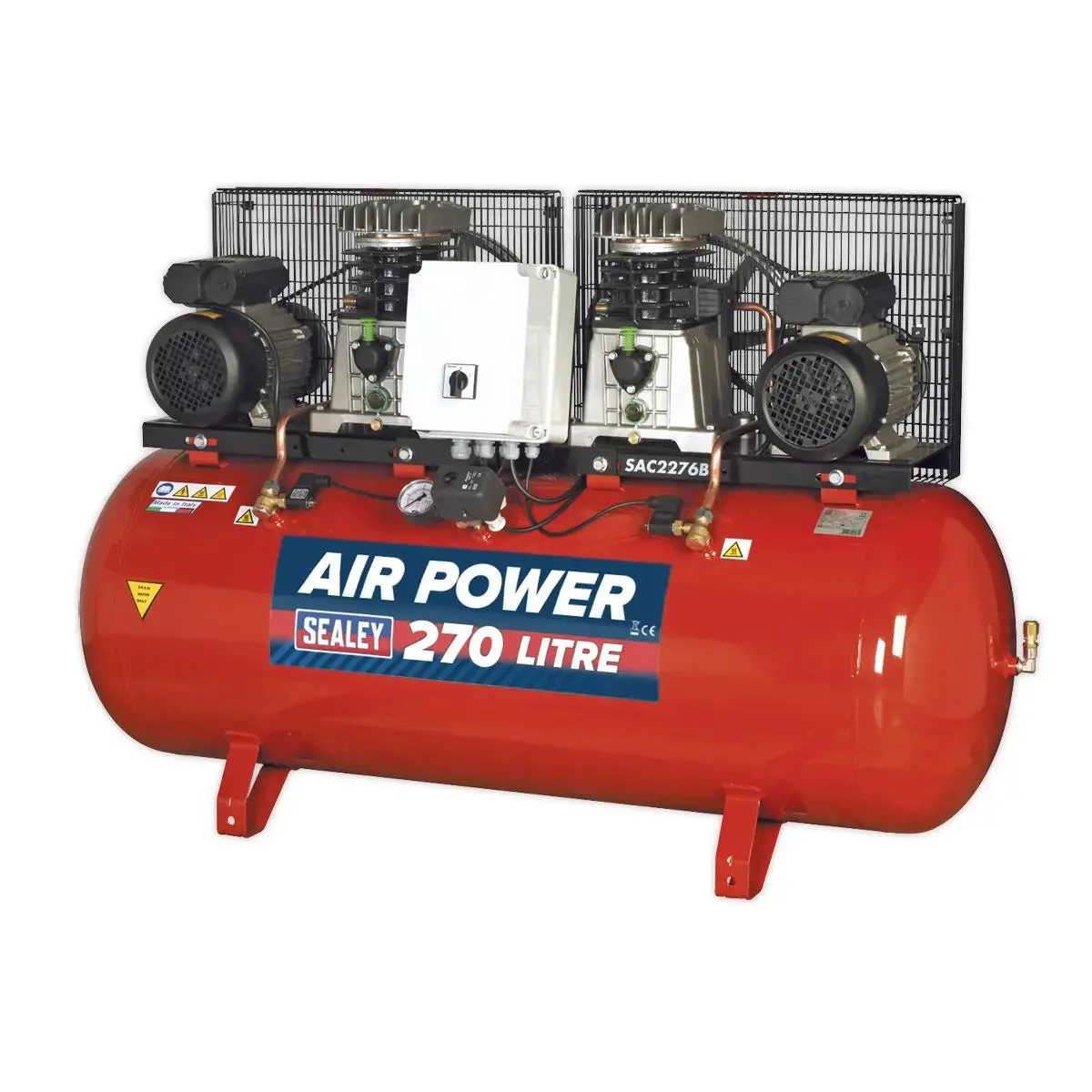 Sealey 270L Belt Drive Air Compressor With Cast Cylinders 2 X 3Hp 1