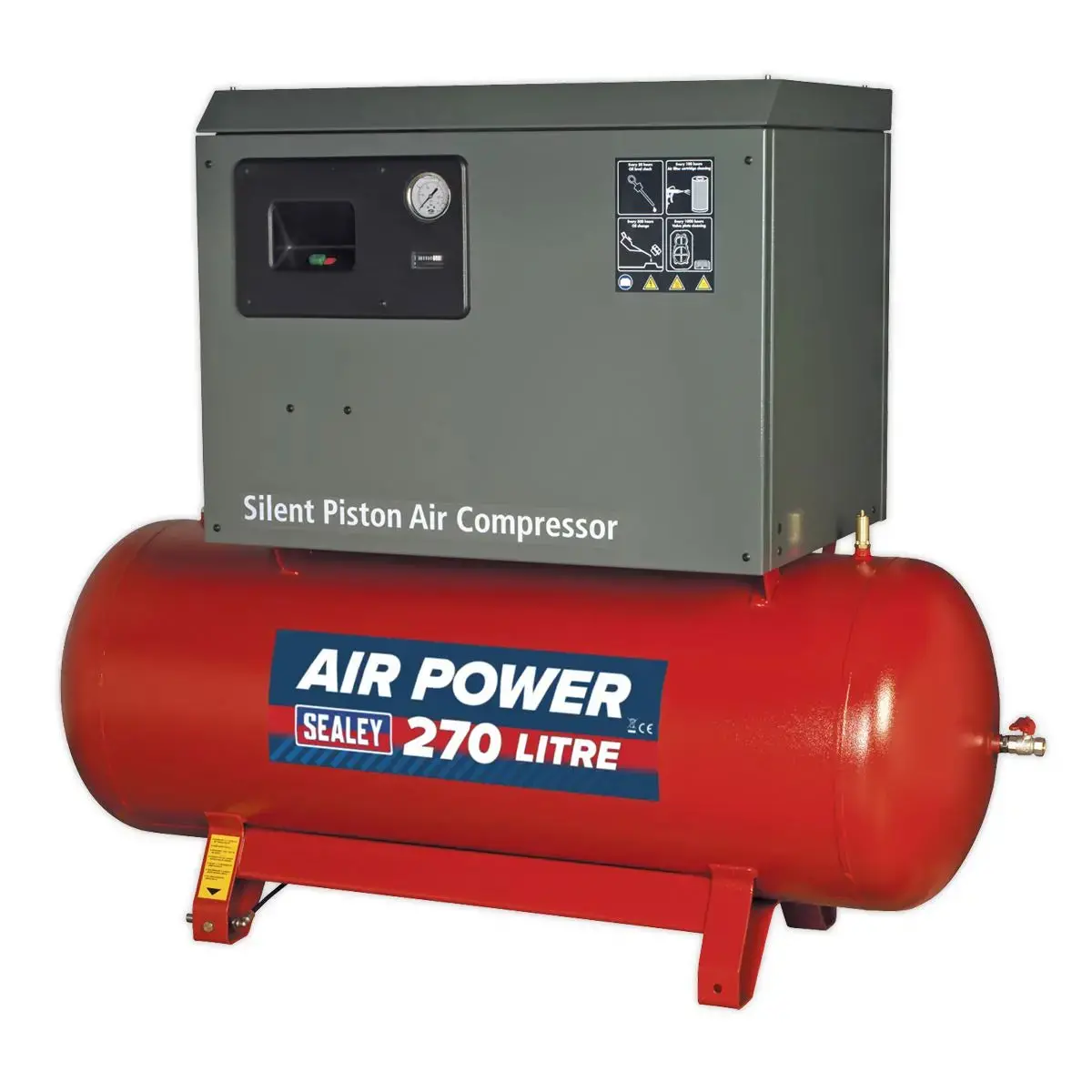 Sealey 270L Low Noise Belt Drive Air Compressor With Cast Cylinders 7.5Hp 3Ph 2-Stage 1