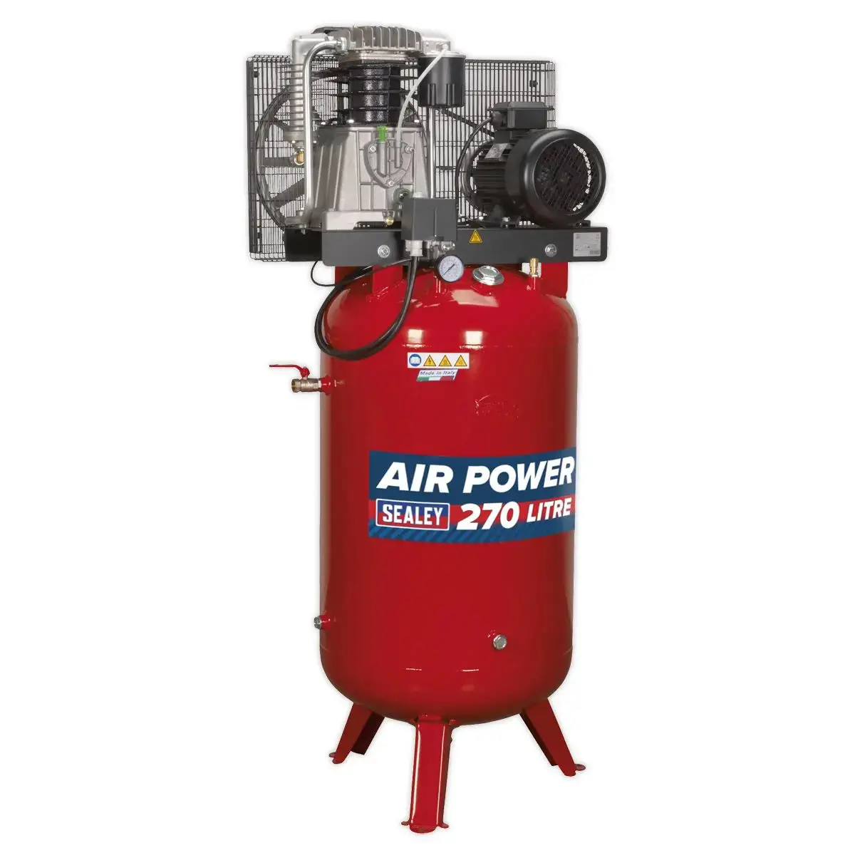 Sealey 270L Vertical Belt Drive Air Compressor With Cast Cylinders 7.5Hp 3Ph 2-Stage 1