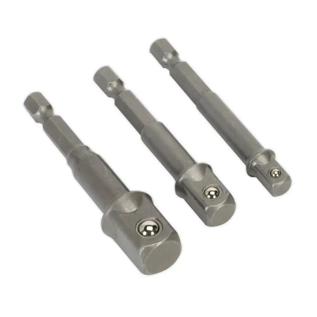 Sealey 3 Piece Power Tool Socket Adaptor Set 1/4" 3/8" 1/2" Drill Converter 1