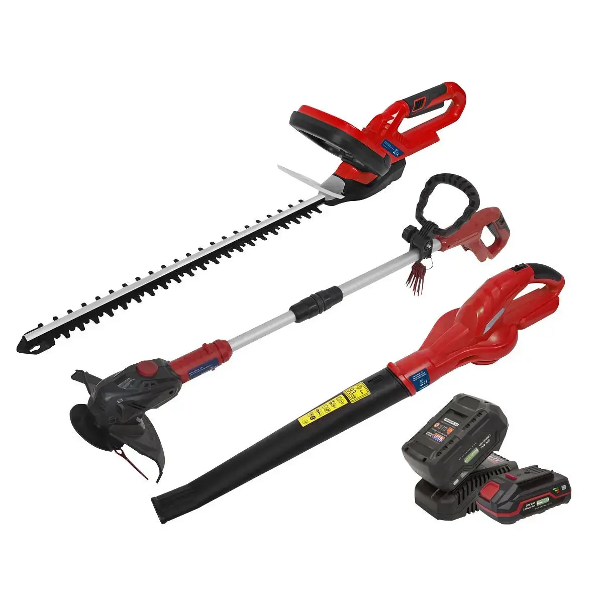 Sealey 3 X 20V Sv20 Series Garden Power Tool Kit - 2 Batteries 1