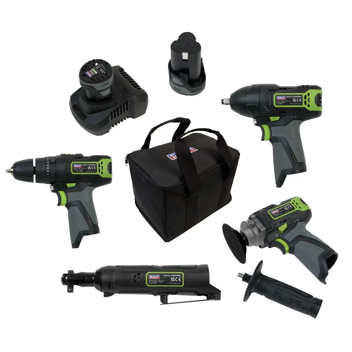 Sealey 4 X 10.8V Sv10.8 Series Cordless Combo Kit - 2 Batteries 1