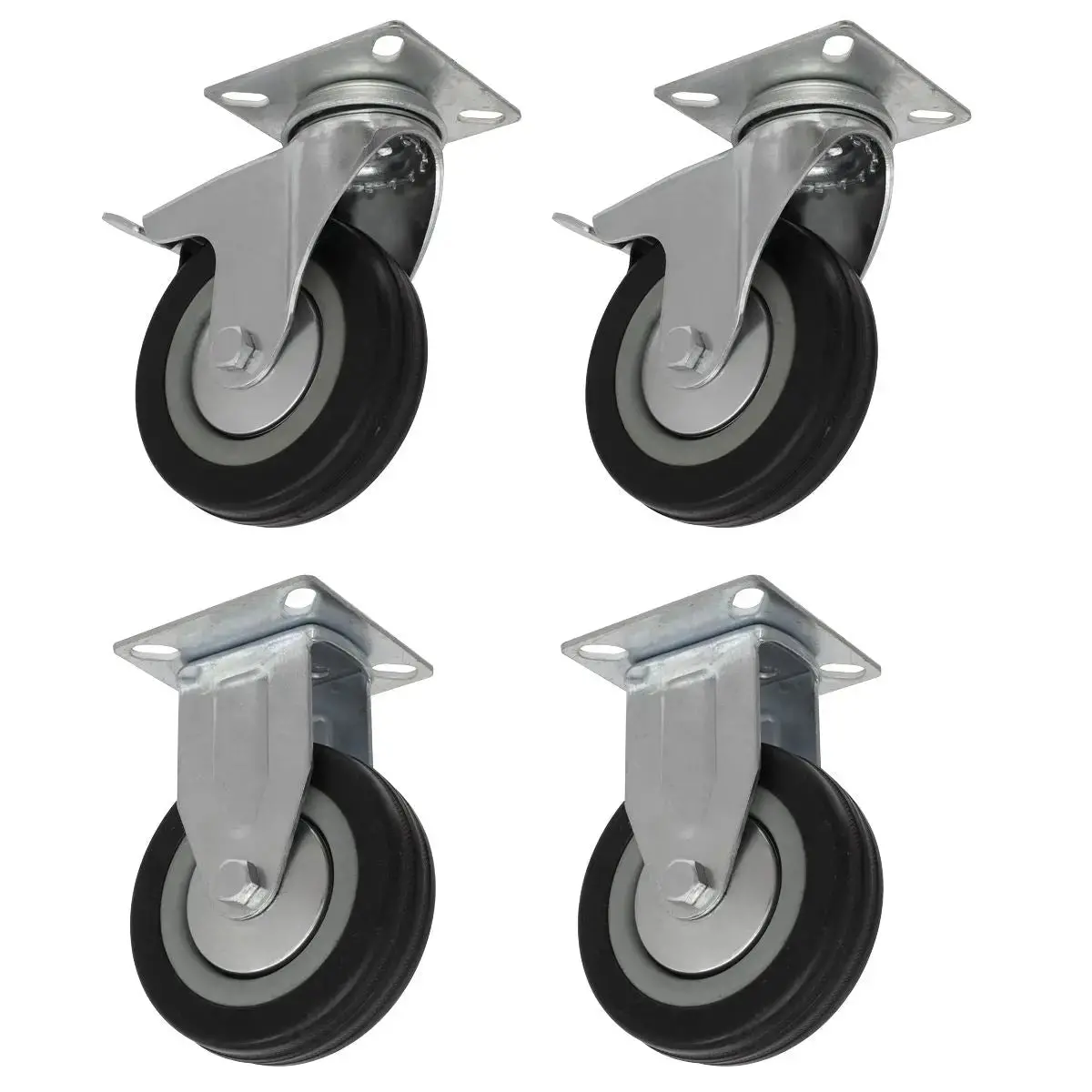 Sealey 4Pc Castor Wheel Combo - Fixed & Swivel Plate Ø100mm 1