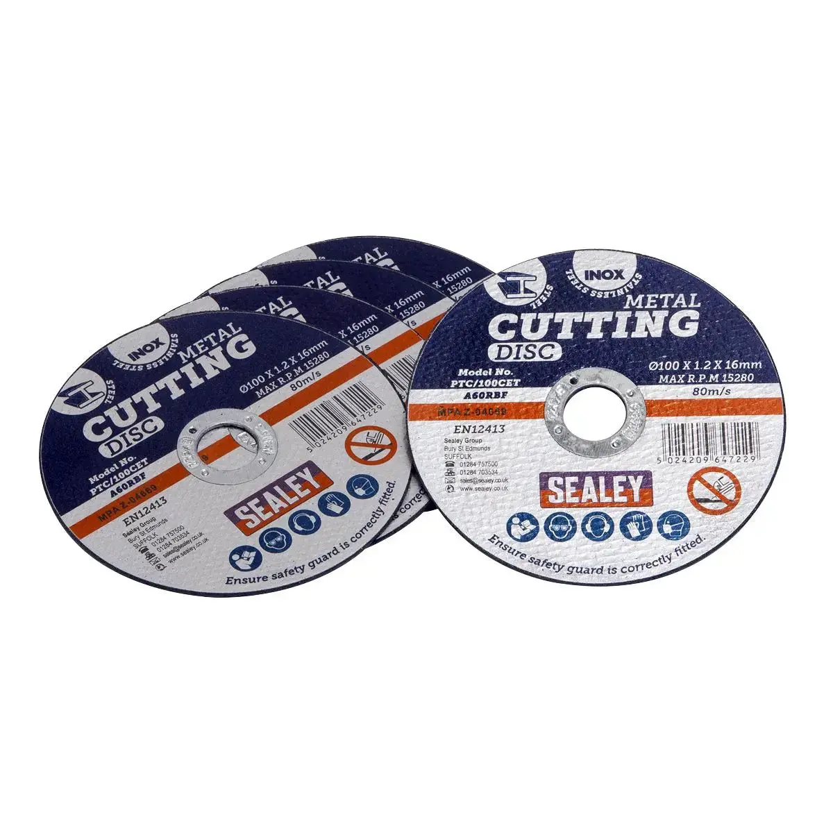 Sealey 5 Pack 100Mm X 1.2Mm Cutting Disc 16Mm Bore 1