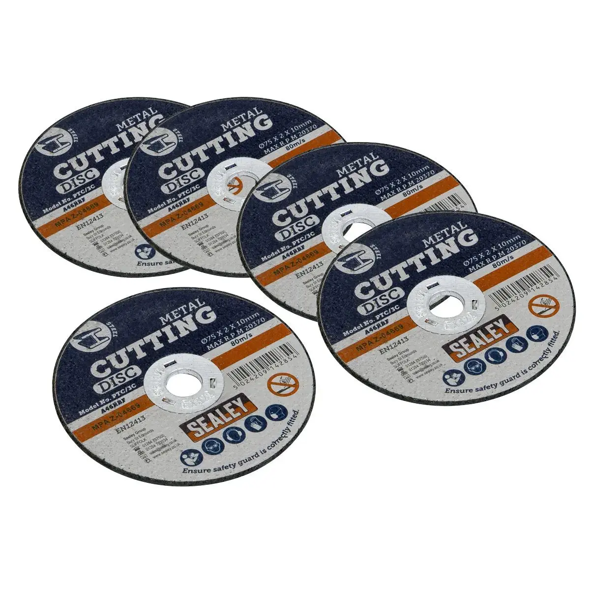 Sealey 5 Pack 75 X 2Mm Cutting Disc 10Mm Bore Blades General Purpose 1