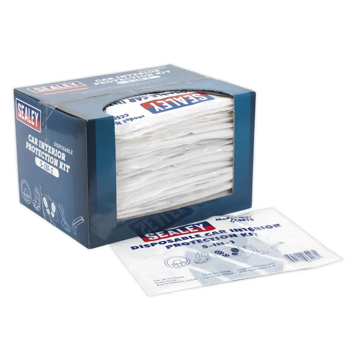 Sealey 5 In 1 Disposable Car Interior Protection Kit - Box Of 50 Sets Seat Cover 1