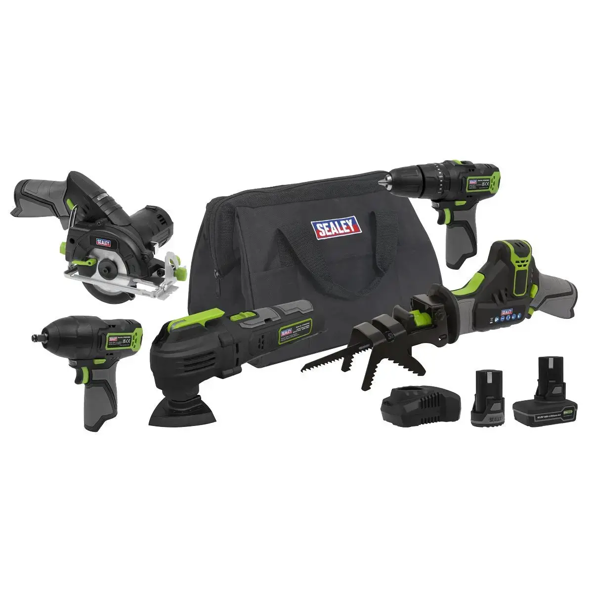 Sealey 5 X 10.8V Sv10.8 Series Cordless Combo Kit - 2 Batteries 1