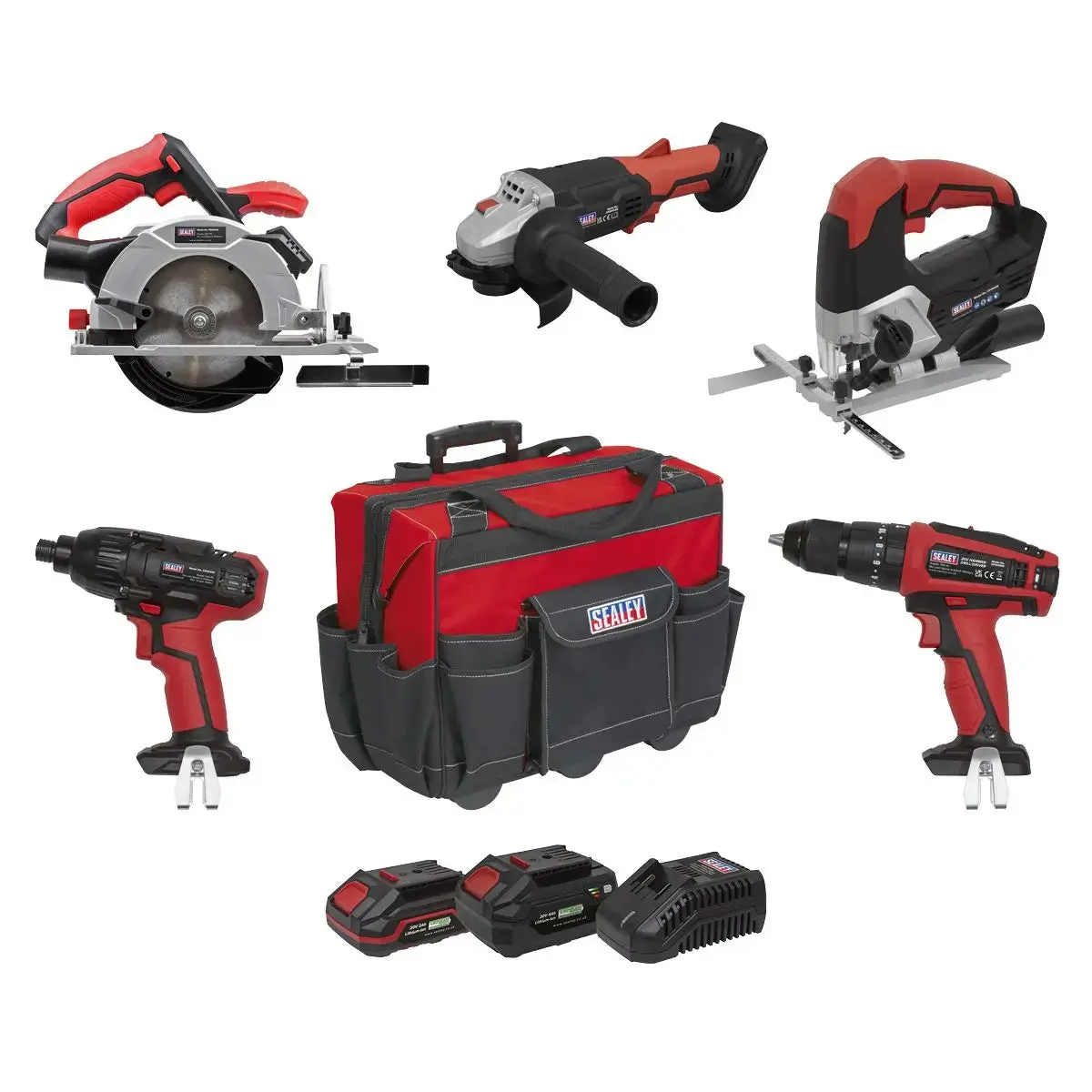 Sealey 5 X 20V Sv20 Series Cordless 5 Tool Combo Kit - 2 Batteries 1