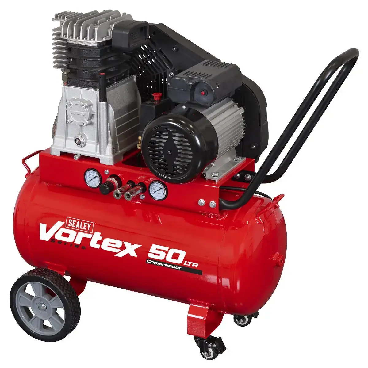 Sealey 50L Belt Drive Air Compressor With Cast Cylinders & Wheels 3Hp 1