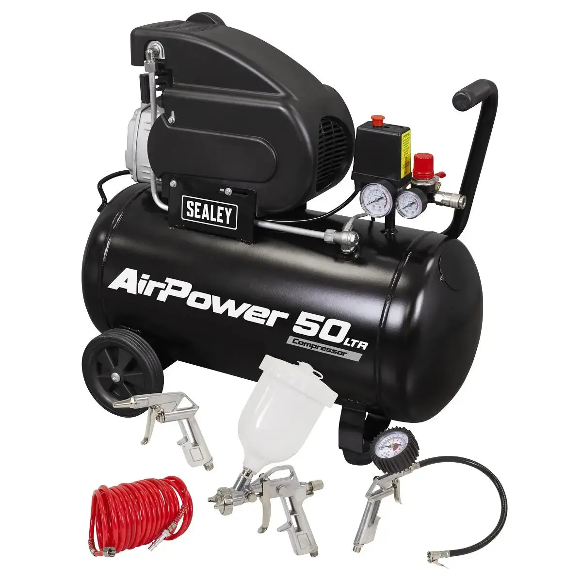 Sealey 50L Direct Drive Air Compressor 2Hp With 4Pc Air Accessory Kit 1