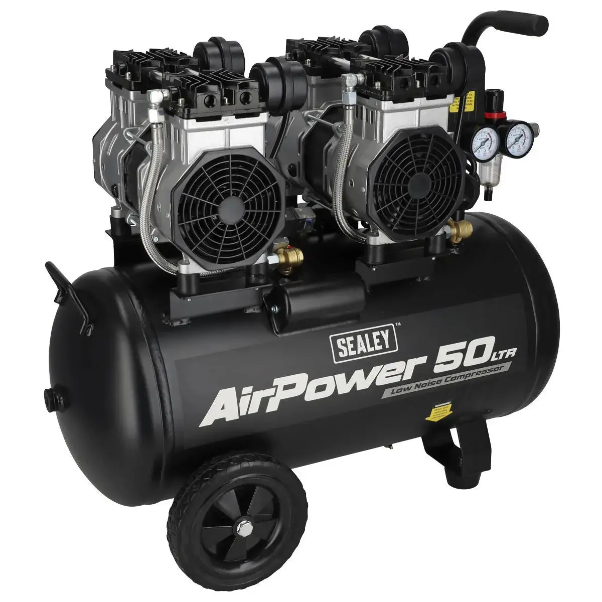 Sealey 50L Low Noise Oil Free Direct Drive Air Compressor 2 X 2Hp 1