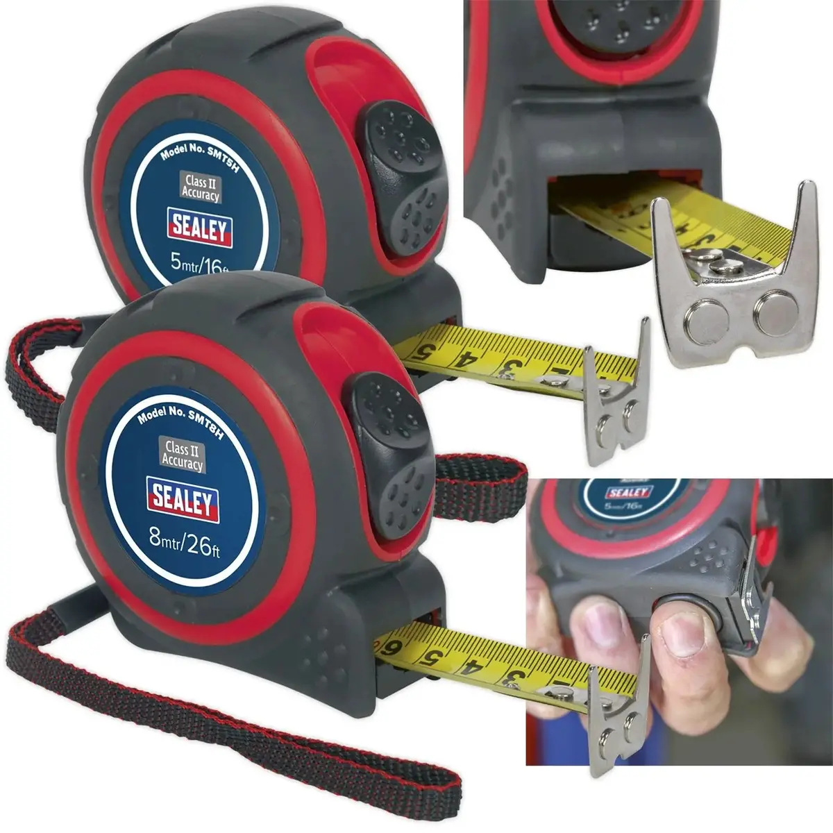Sealey 5M Or 8M Heavy Duty Tape Measure Rubber Body 1