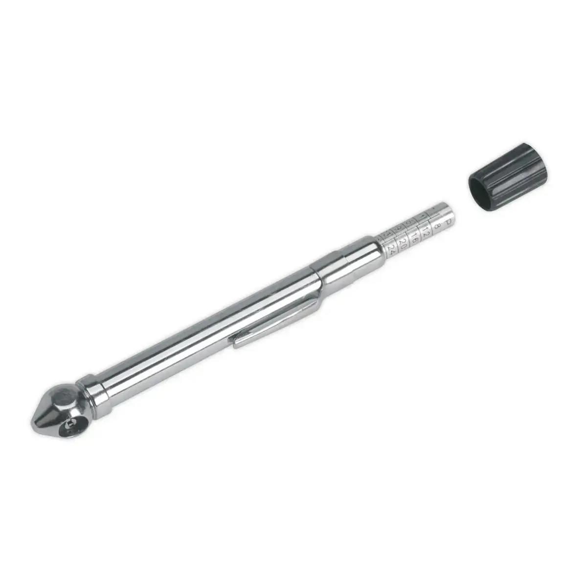 Sealey 6-50 Psi Tyre Pressure Gauge With Pocket Clip Valve Core Removal Tool Car Bike 1